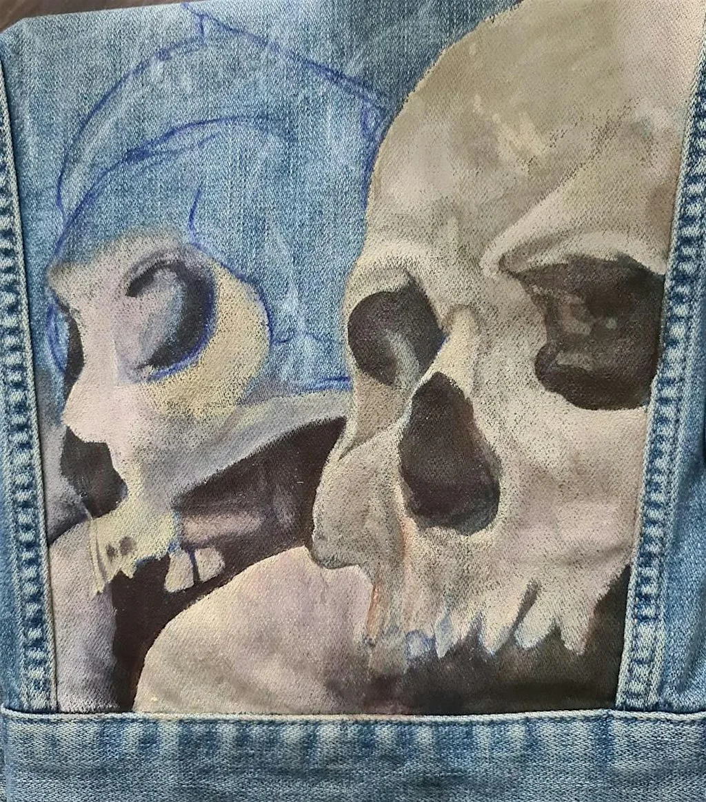 Denim jacket design and painting at Church of the Holy Nativity