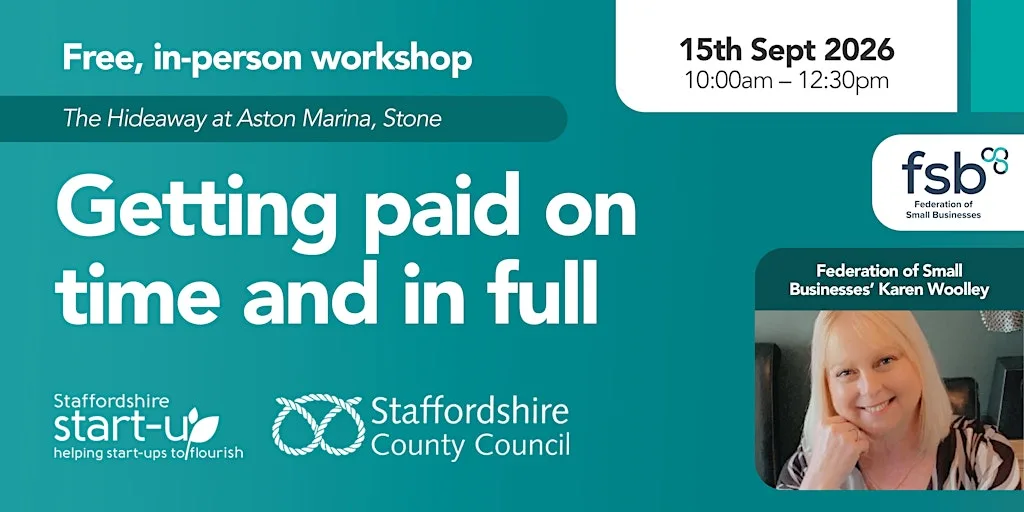 Getting paid on time and in full - A Masterclass for businesses at Aston Marina, The Hideaway room
