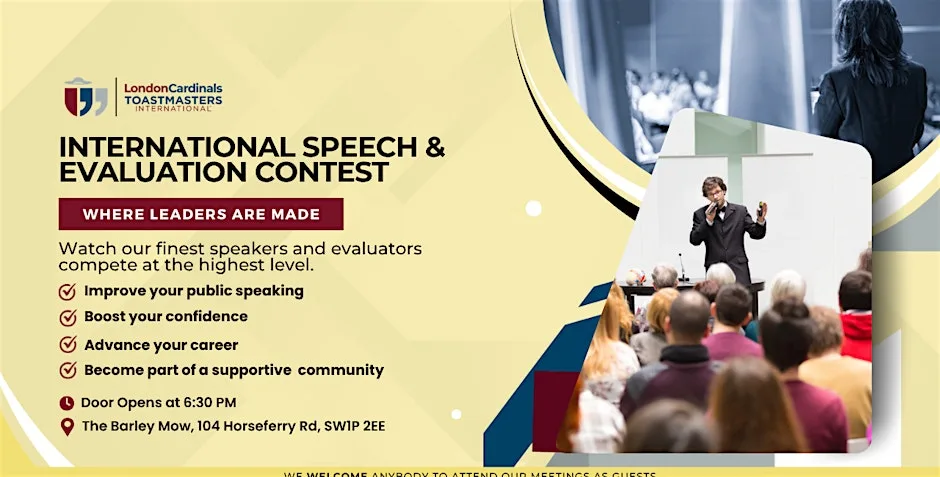 International Speech & Evaluation Contest 2027 — London Cardinals at The Barley Mow