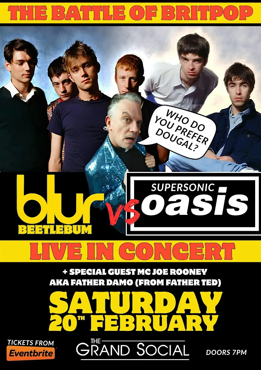 BLUR Vs OASIS w/ MC Joe Rooney (Fr. Damo )- Live at The Grand Social Dublin