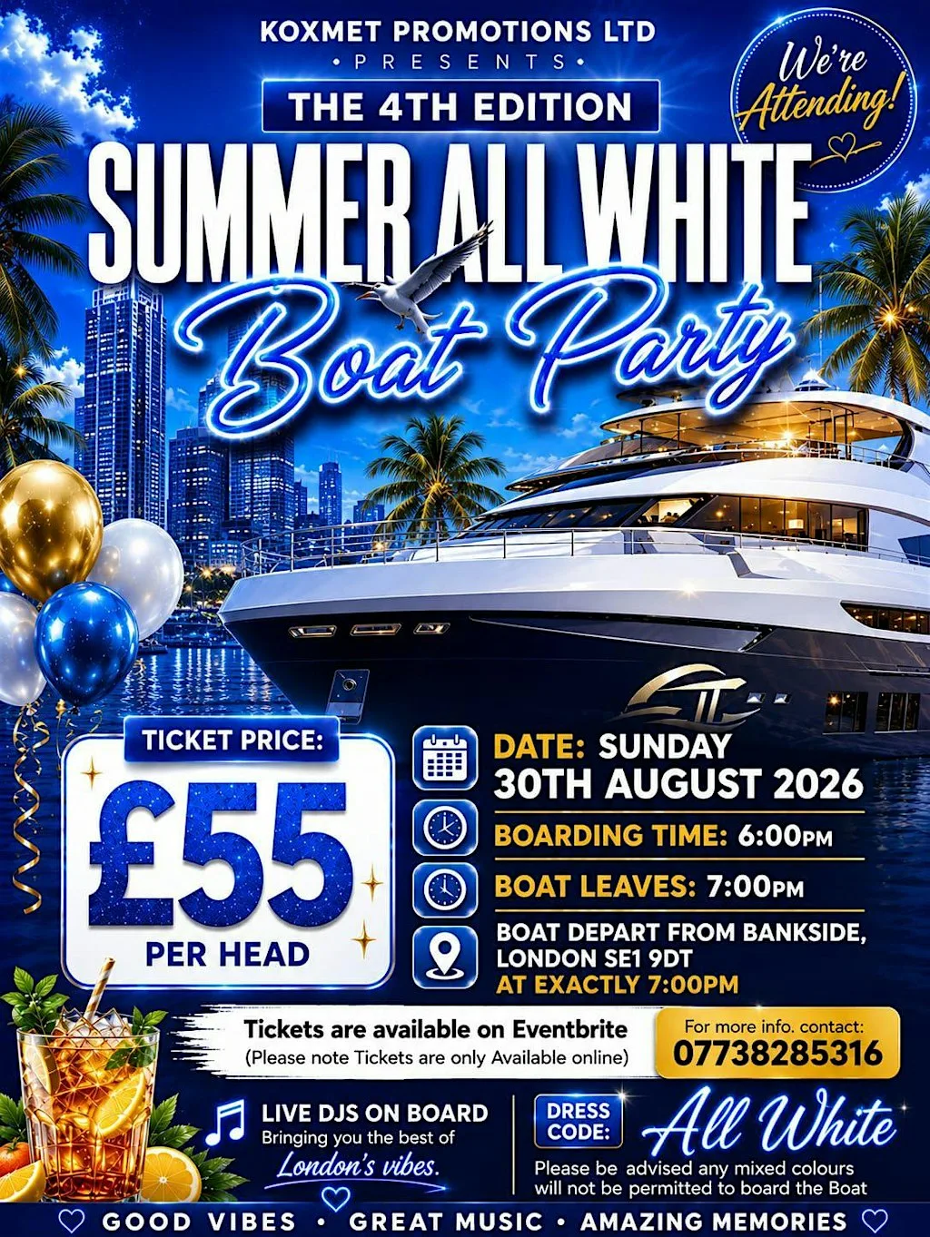 ALL WHITE SUMMER BOAT PARTY at Bankside