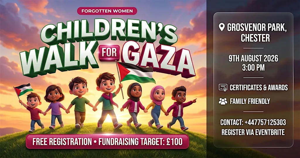 Children’s Walk for Gaza in Chester Grosvenor Park at Grosvenor Park