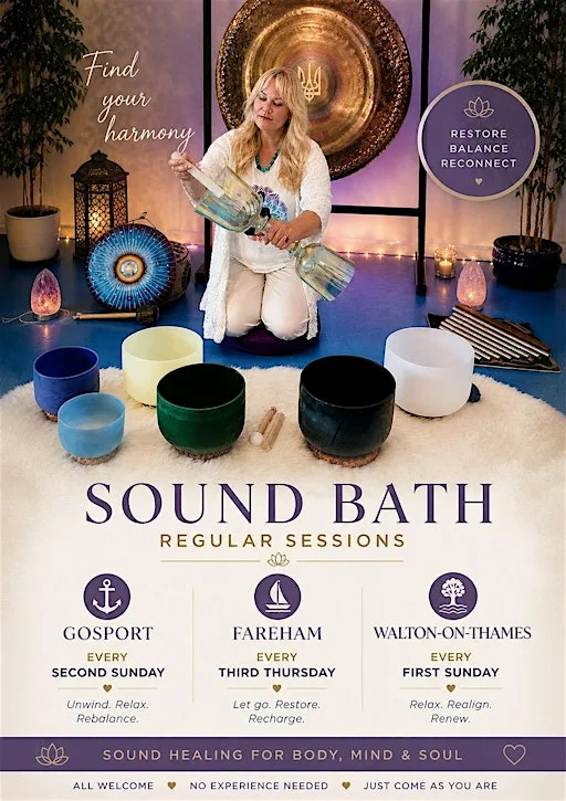 Gemstone Sound bath with Gongs, Crystal and Alchemy singing bowls at Fareham Methodist Church