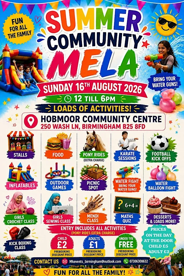 Summer community mela at Hobmoor Community Centre
