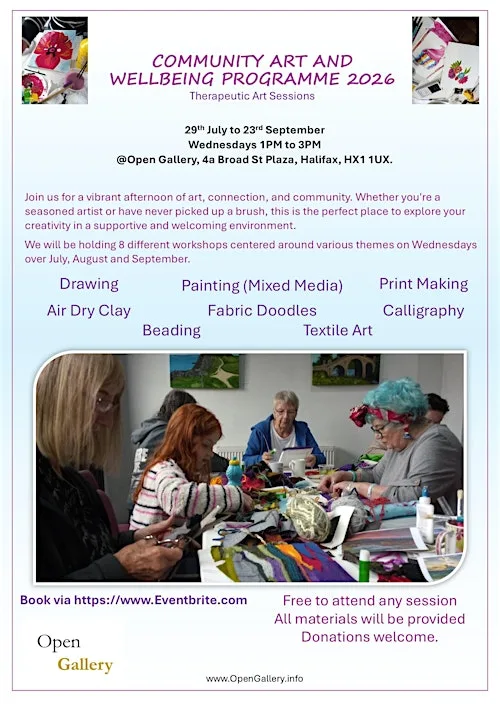 COMMUNITY ART AND WELLBEING PROGRAMME 2026 Therapeutic Art Sessions at Open Gallery CIC