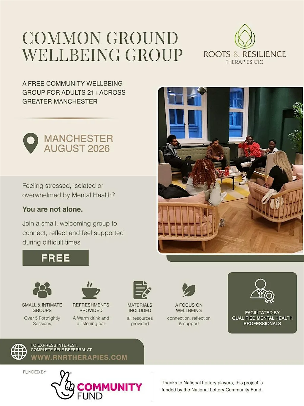 Common Ground: Free Community Wellbeing Groups — Sign Up (Gr Manchester) at Royal Exchange Offices