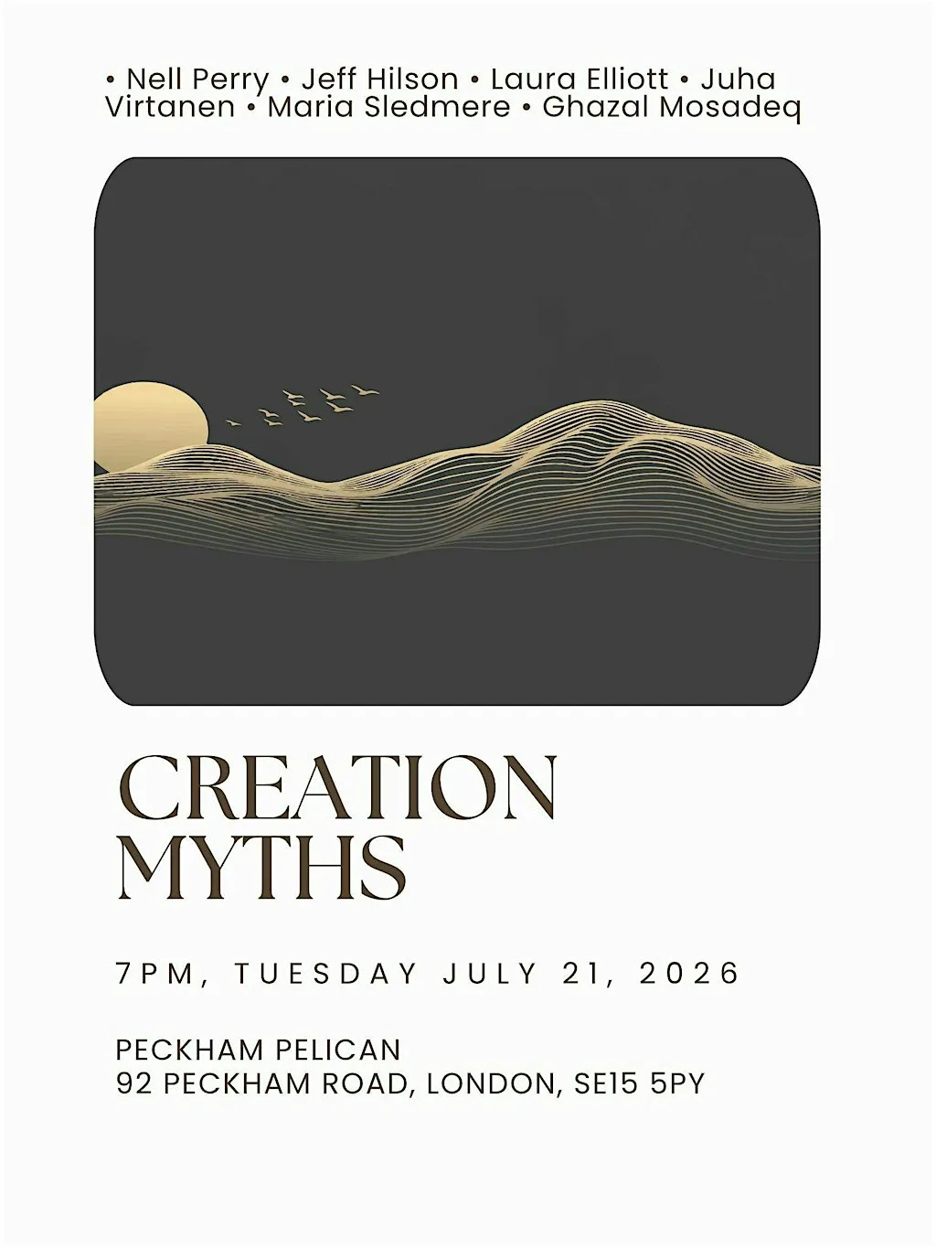 Creation Myths: Poetry Reading at The Peckham Pelican