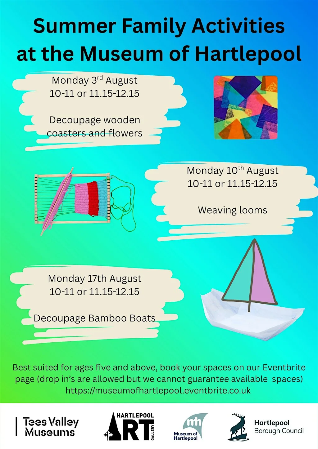 Summer Family Session -Decoupage coasters 10am session at The Museum of Hartlepool