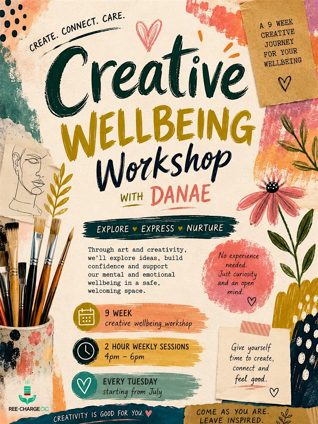 Creative Wellbeing Workshop with Danae (9-Week Creative Journey) at Ree-Charge CIC
