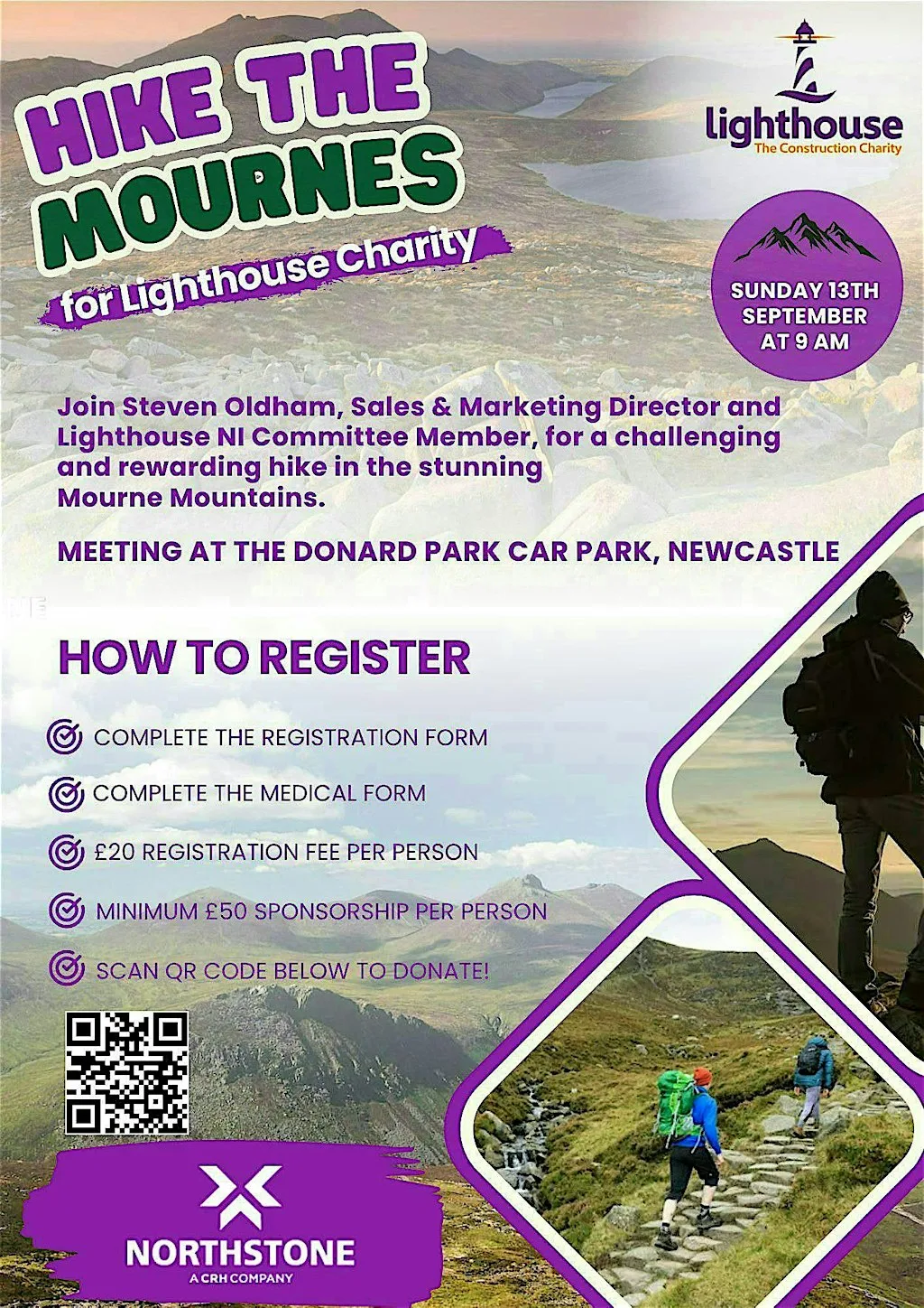 HIKE THE MOURNES FOR THE LIGHTHOUSE CHARITY at Newcastle Donard Car Park