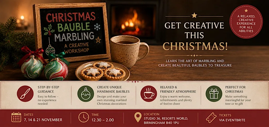 Christmas Bauble Marbling Workshop at Resorts World Birmingham, Studio 36