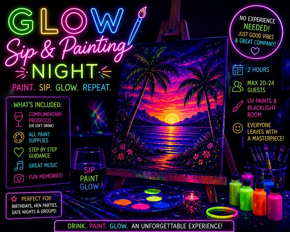 Neon Nights: Glow, sip & paint experience at The Art School Chester