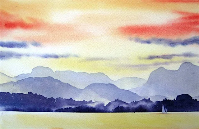Watercolour Landscape Painting at The Hutti, Changing Suits