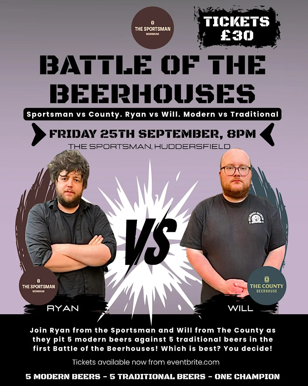Battle of the Beerhouses: Modern vs Traditional Beer (Sportsman vs County)