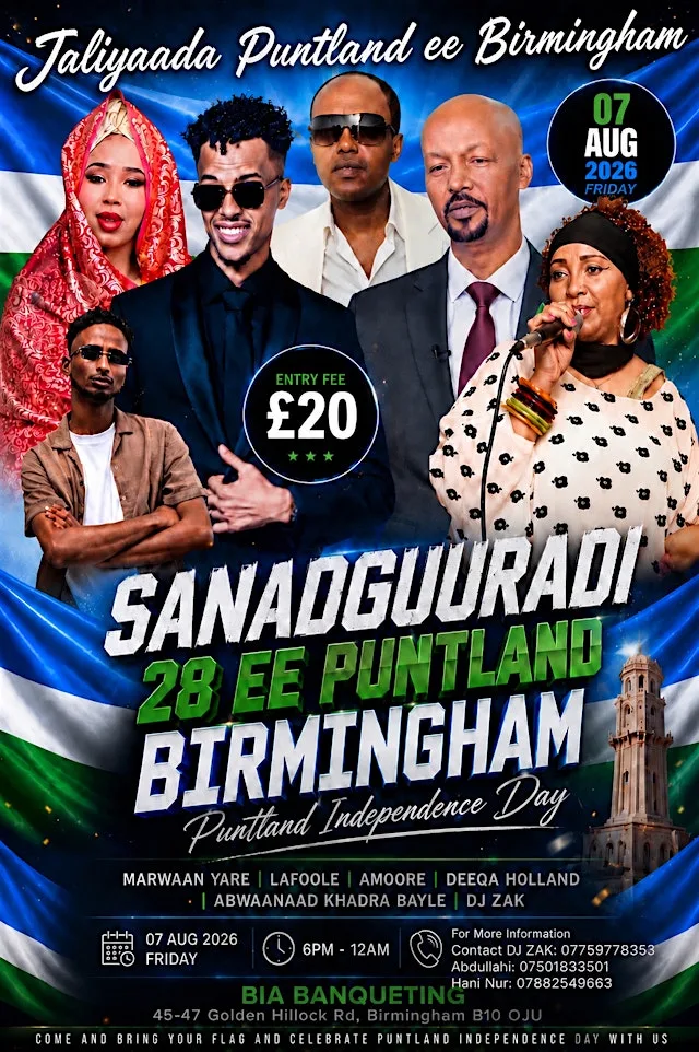 Puntland Independence Event in Birmingham at Bia Lounge Wedding Hall