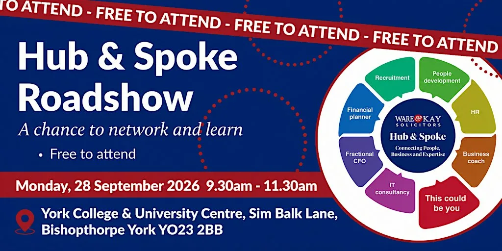 Ware & Kay Hub & Spoke Roadshow - Employment Law - 28 Sept, 2026 (FREE)