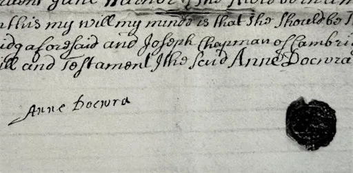 Anne Docwra at Friends Meeting House
