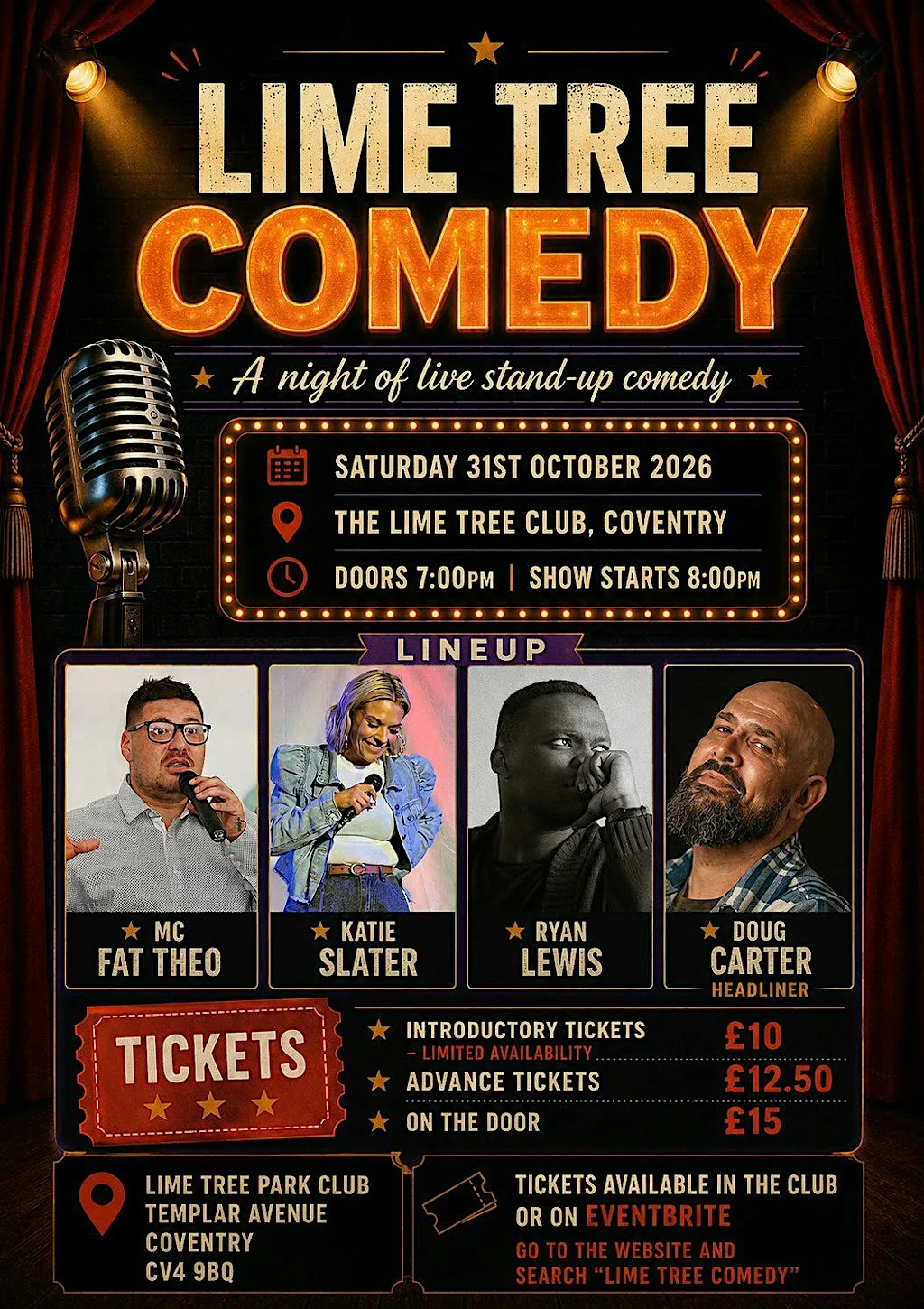 Lime tree comedy night at Lime Tree Park Club