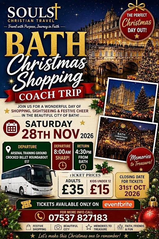 Souls Christian Travel to Bath Christmas shopping Experience at Bath