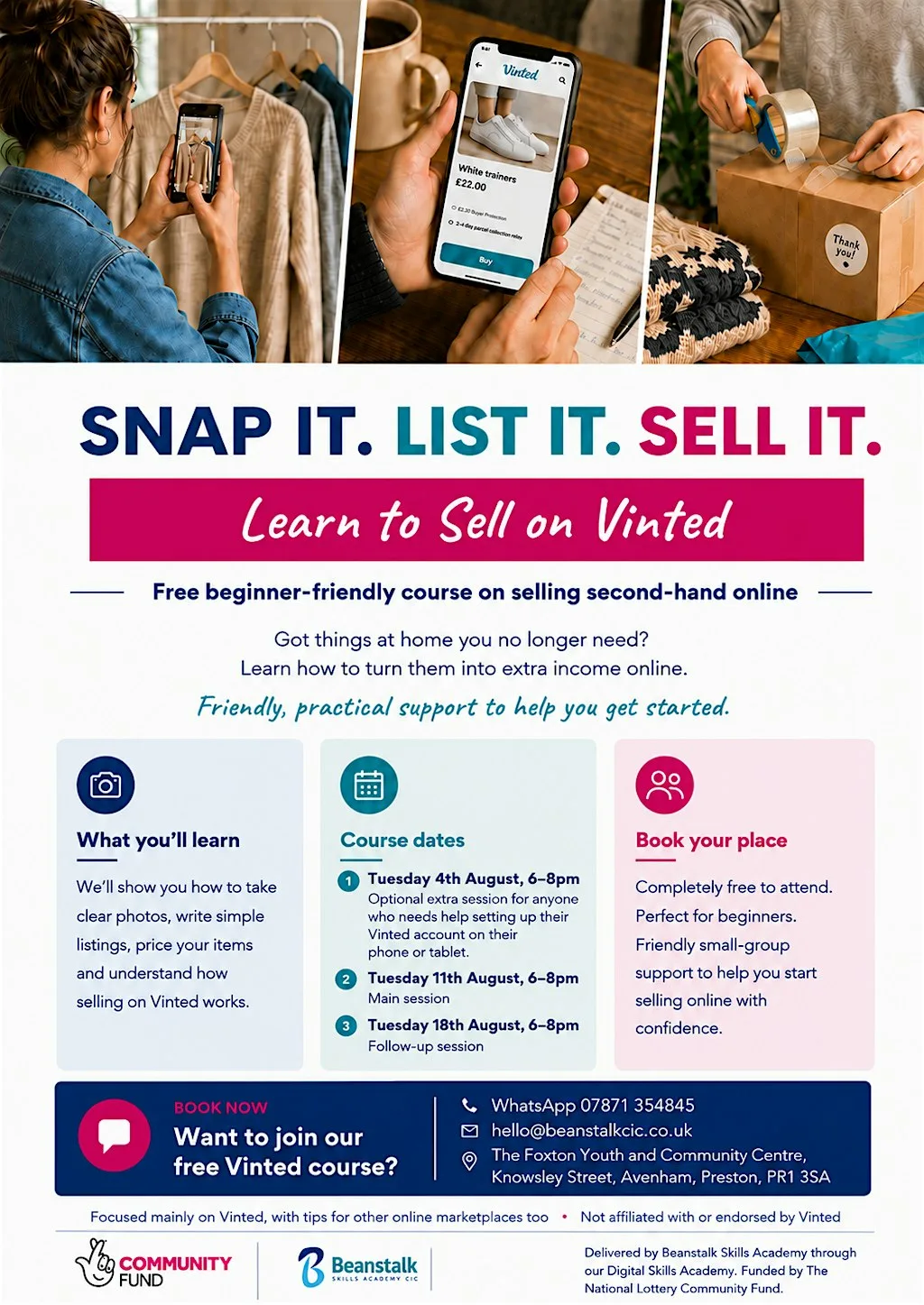 Snap It. List It. Sell It. Learn to Sell on Vinted at The Foxton Youth and Community Centre