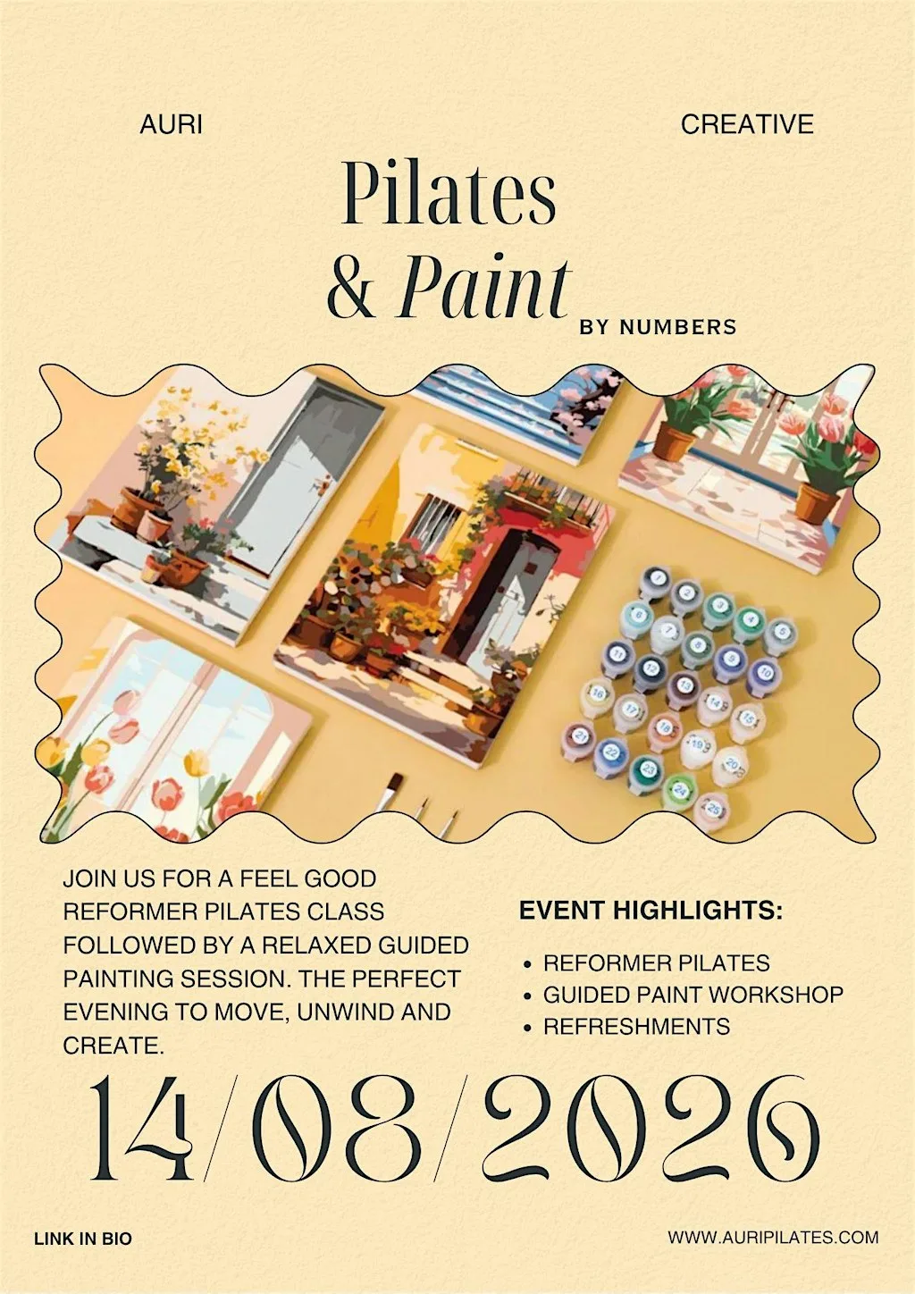 Reformer Pilates & Paint by Numbers | Auri Pilates | Leeds at Auri Pilates & Reformer Studios