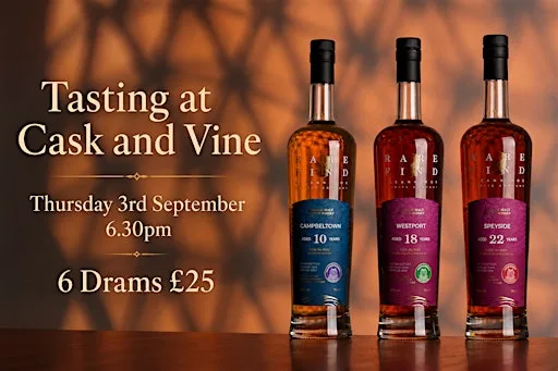 Rare Find Whisky Tasting Evening at Cask and Vine