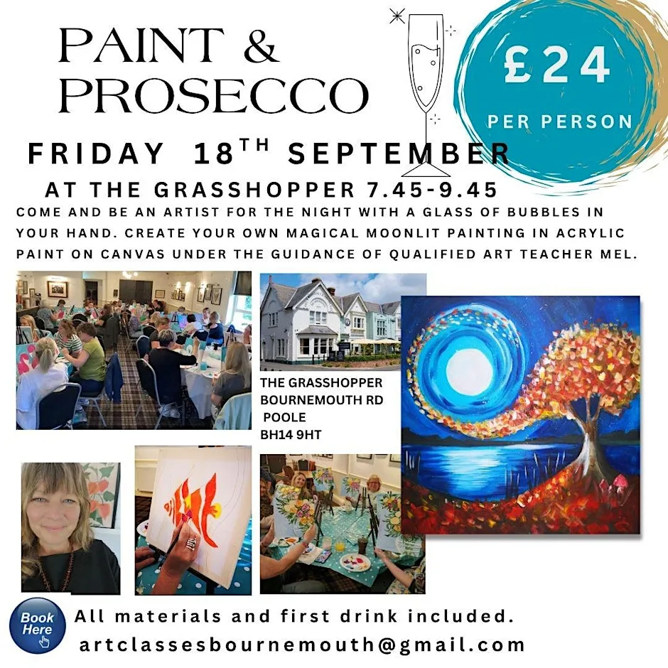 Paint & Prosecco with Art Classes Bournemouth at The Grasshopper