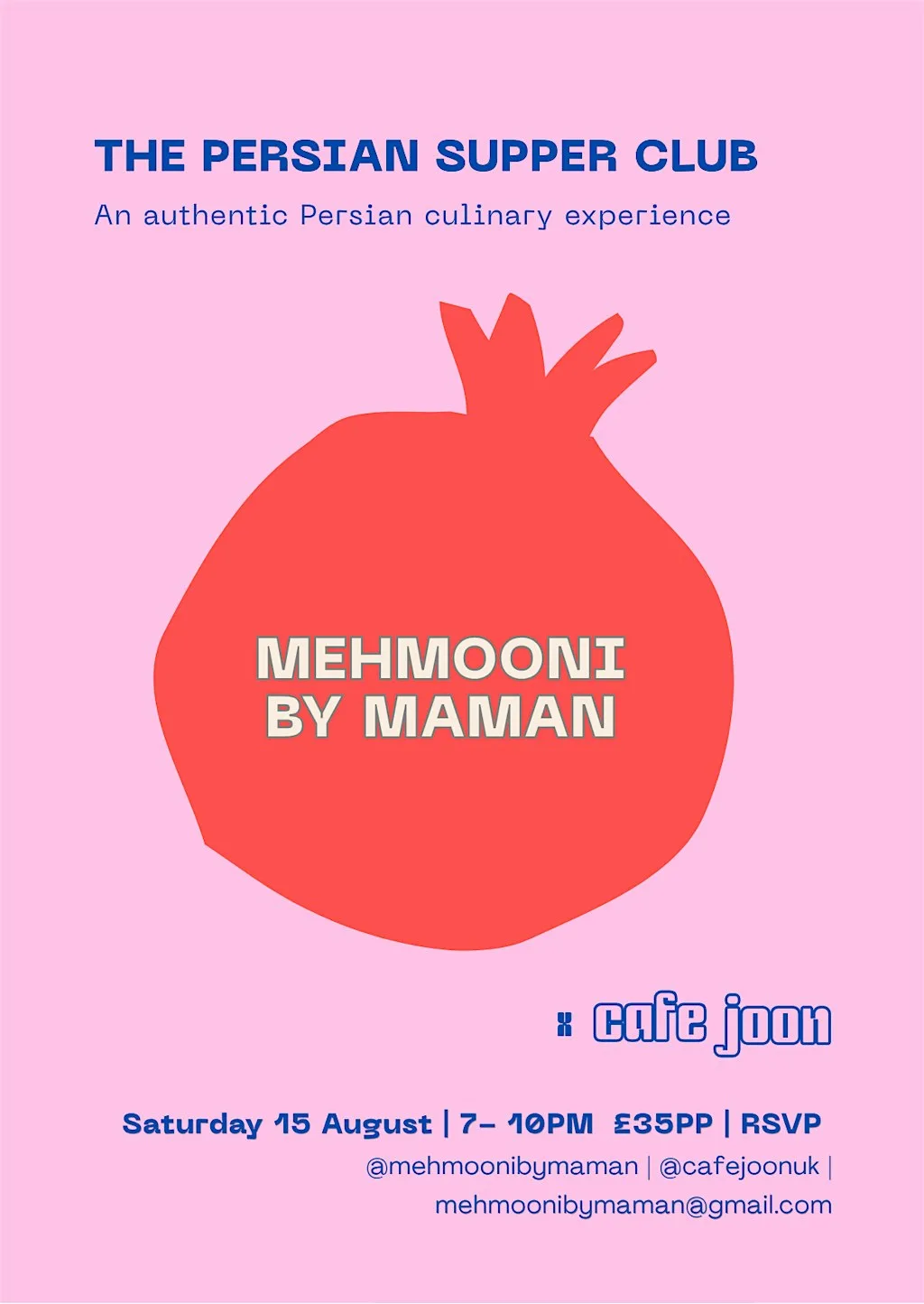 Mehmooni by Maman - The Persian Supper Club in Eastbourne at Cafe Joon