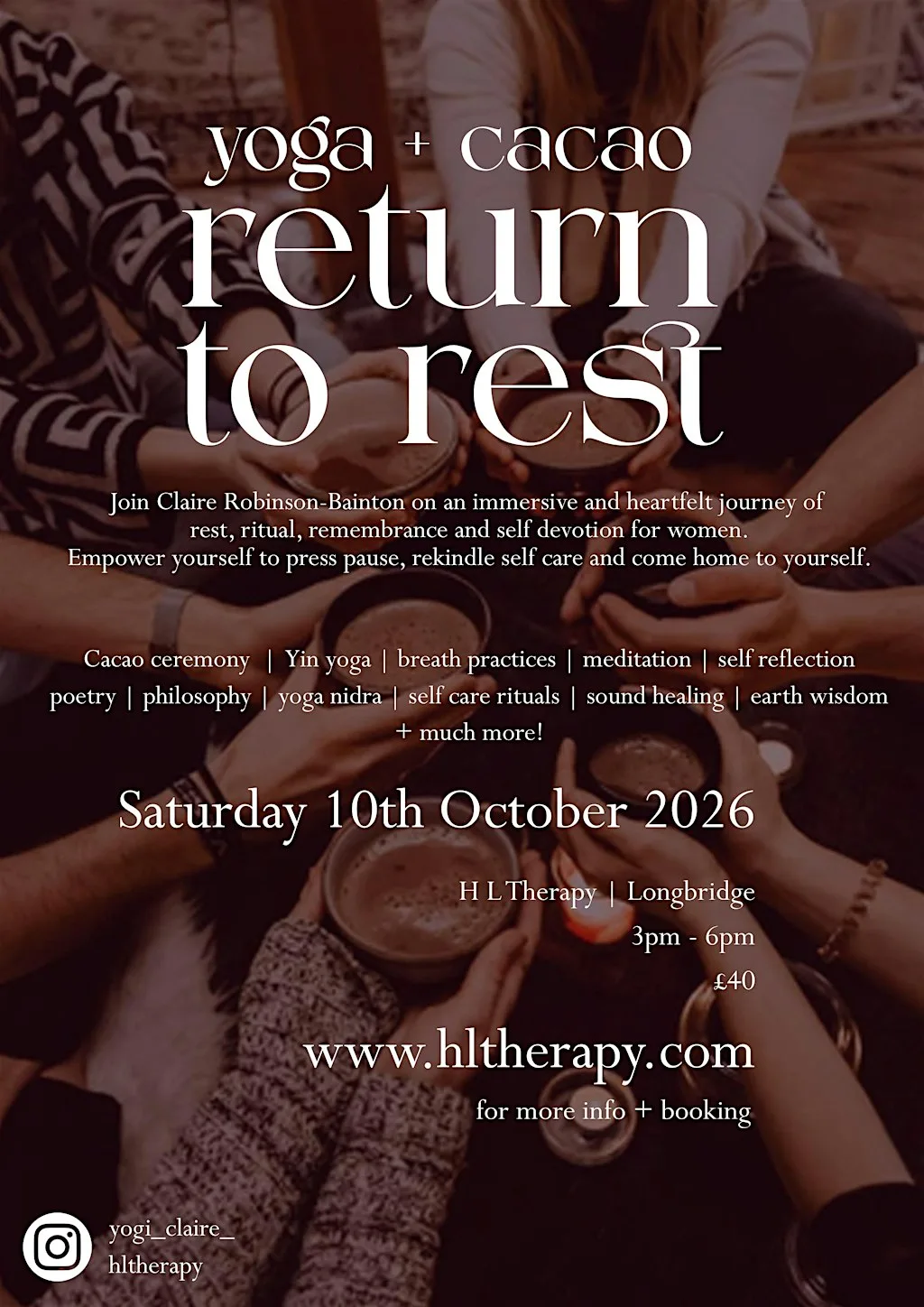 Yoga + Cacao: Return to Rest at H L Therapy