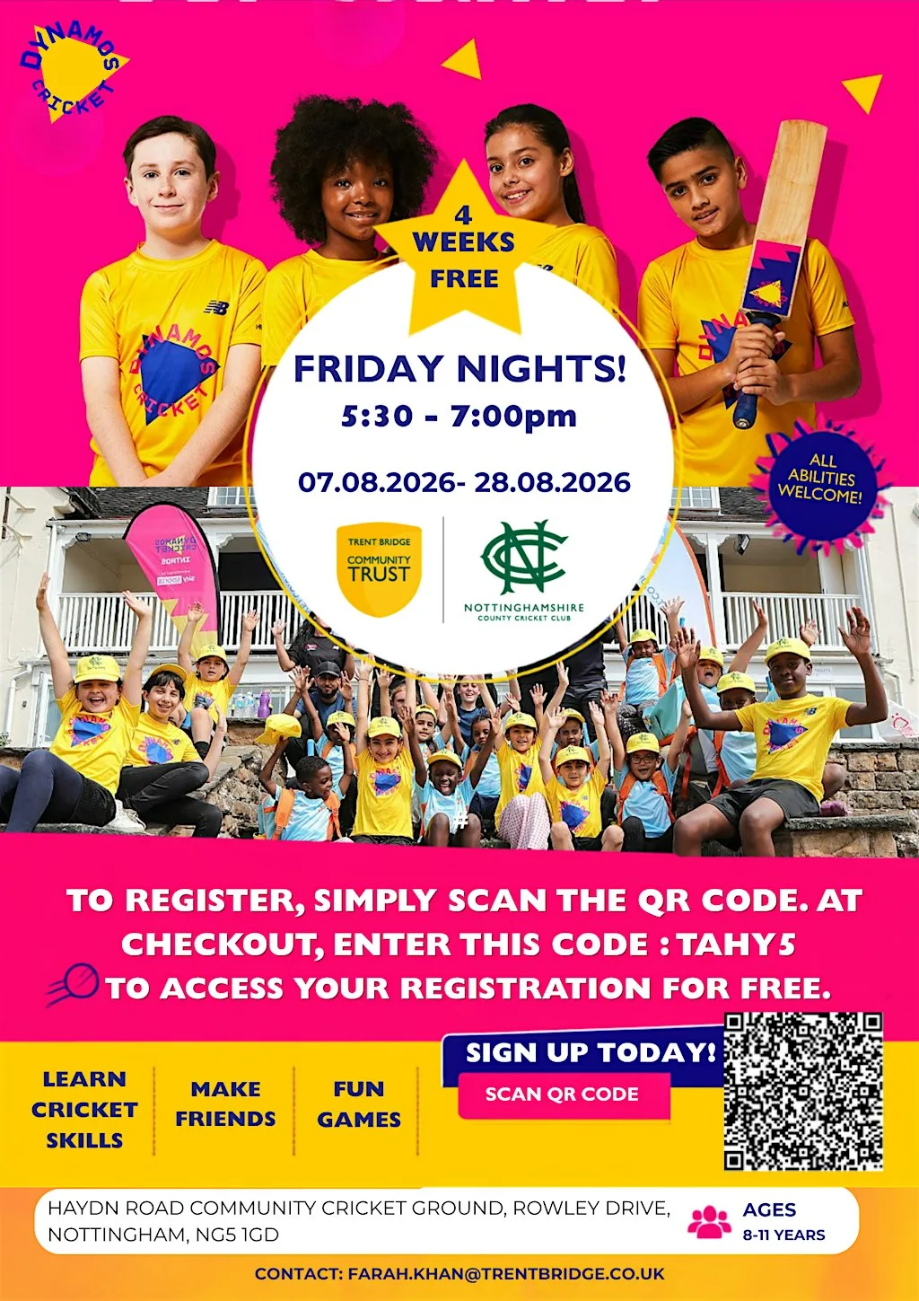Dynamos Cricket Free activity Nottingham at Haydn Road Community Cricket Ground