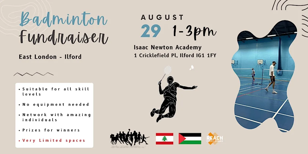 Badminton Fundraiser for Palestine & Lebanon at Isaac Newton Academy
