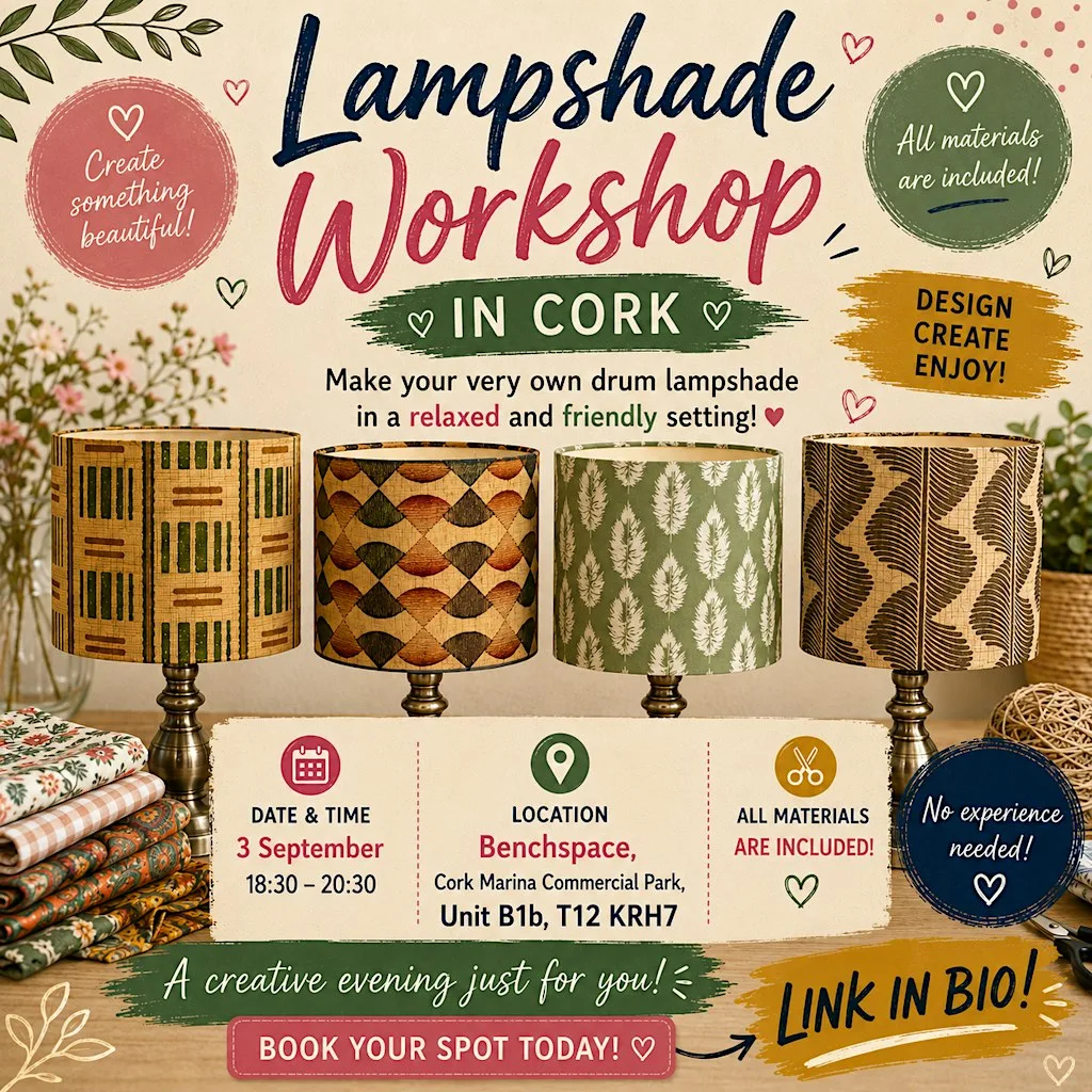 Lampshade workshop all materials are included at Benchspace, Marina Commercial Park