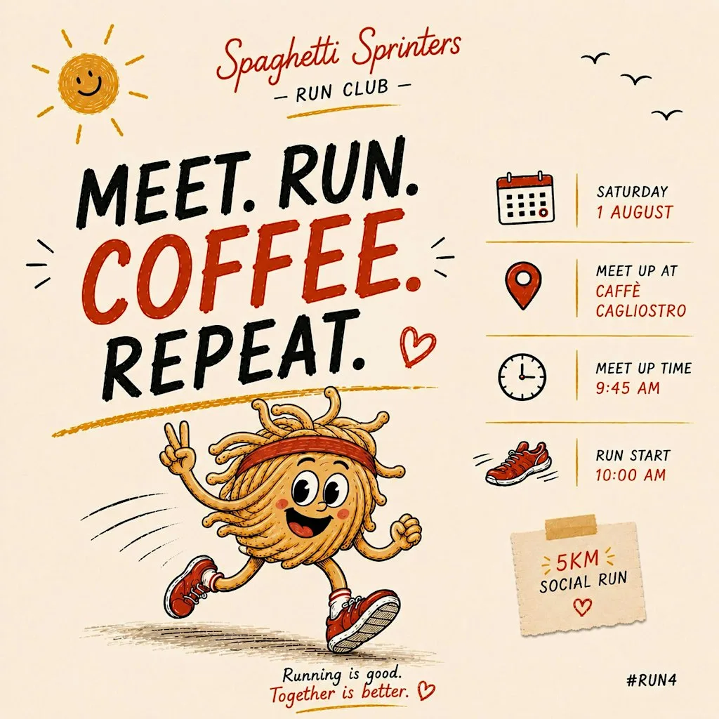 Spaghetti Sprinters: Meet, Run, Coffee, Repeat! 5km ft. Amici di Dublino at Caffe Cagliostro