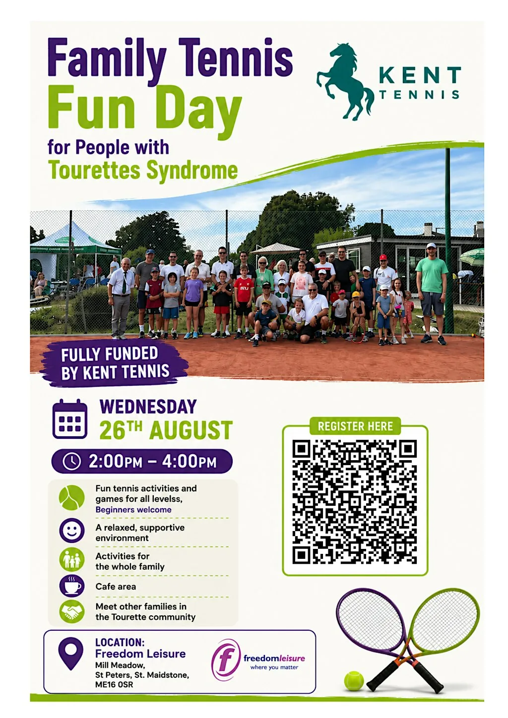 Family Tennis Fun Day for People with Tourette's Syndrome at Freedom Leisure Maidstone