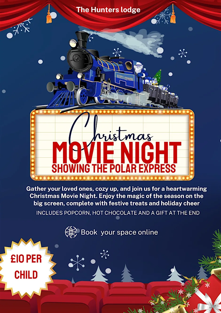 kids Christmas movie night at Hunters Lodge