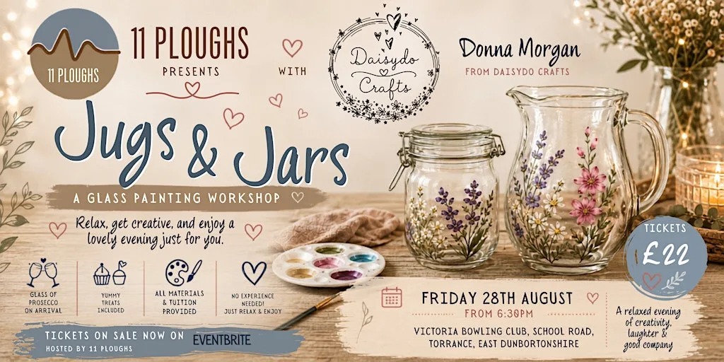 Jugs and Jars Glass Painting Workshop with Daisydo Crafts at Torrance Victoria Bowling Club
