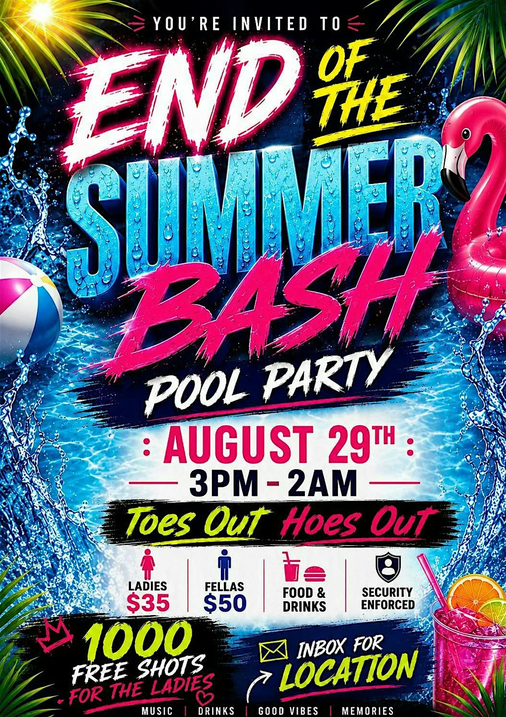 Toes Out, Hoes Out! End Of The Summer Bash Pool Party