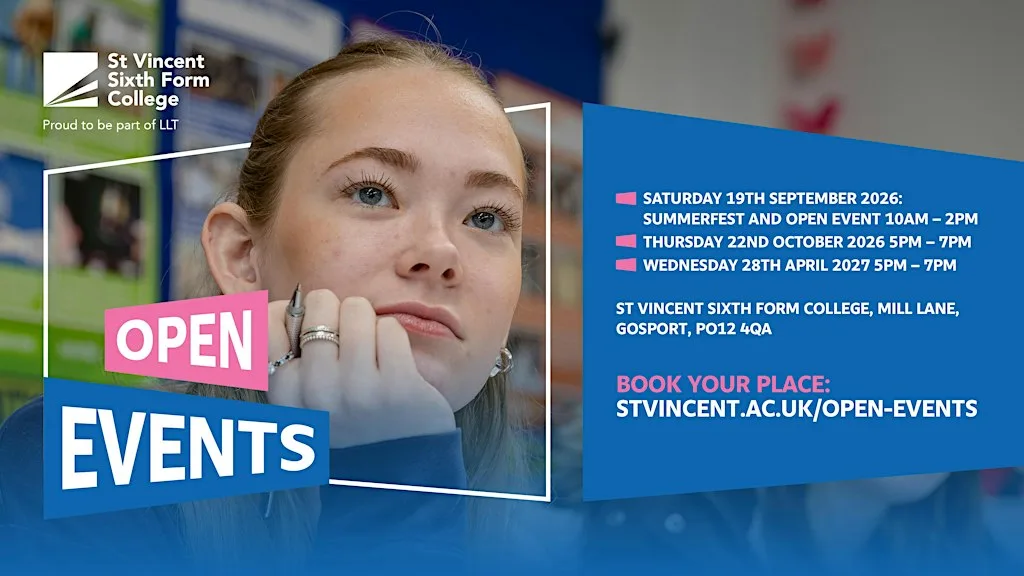 Open Evening | Wednesday 28 Apr 2027 | St Vincent Sixth Form College at St Vincent College
