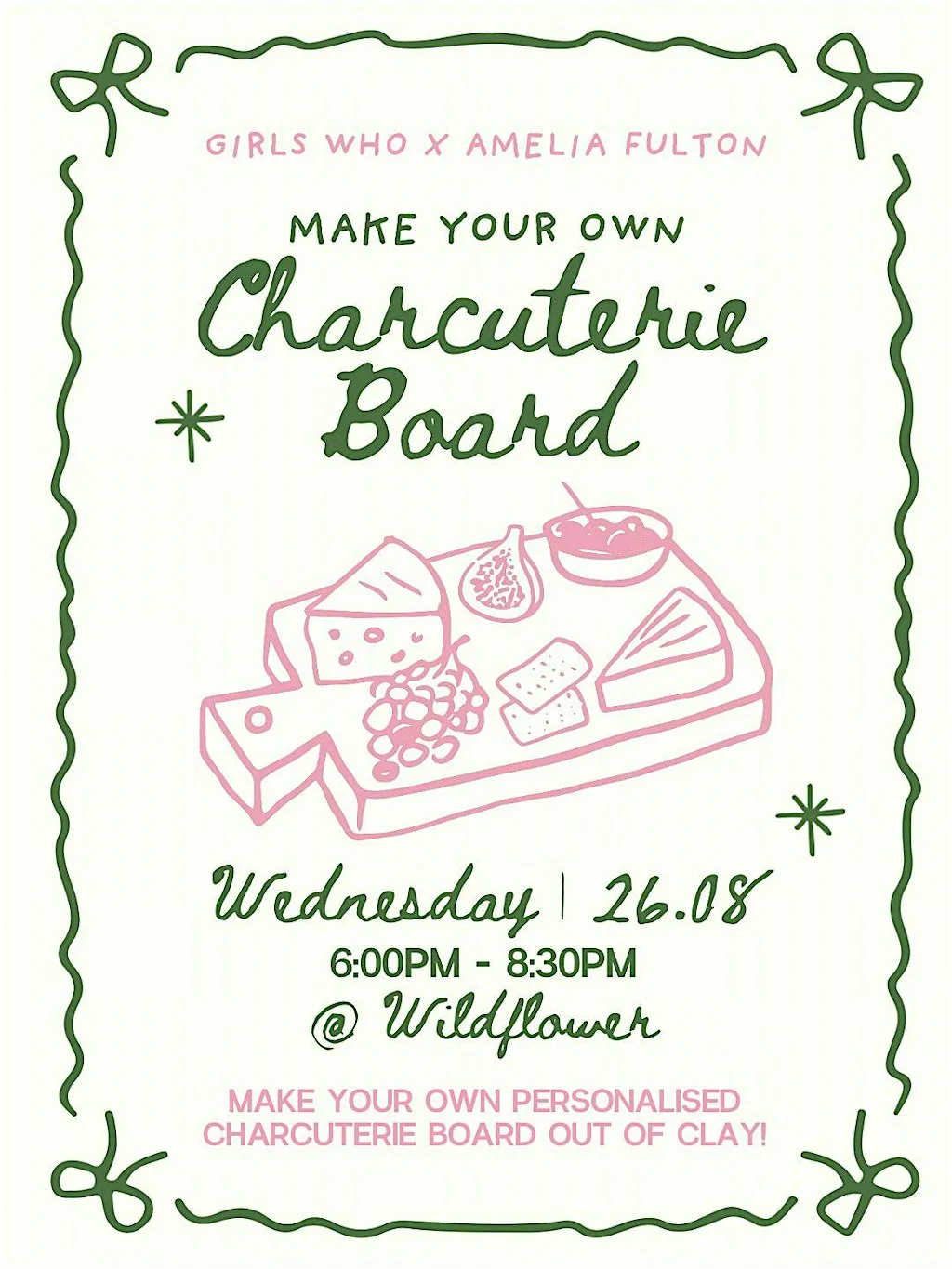 Charcuterie Board Pottery Workshop at Wildflower