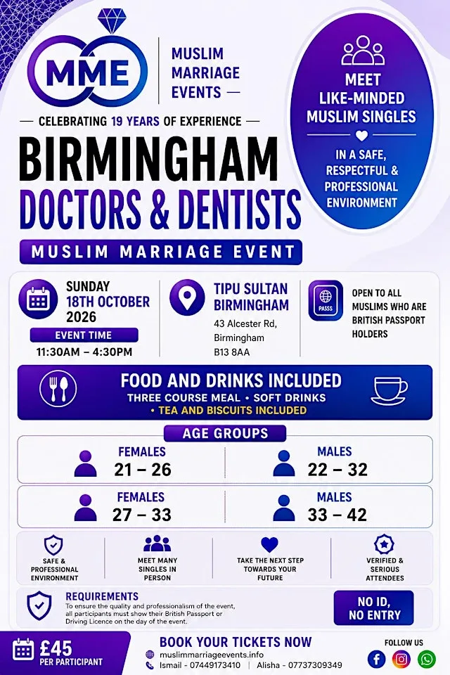 Muslim Marriage Events Birmingham - Doctors & Dentists Event at Tipu Sultan Majestic Dining