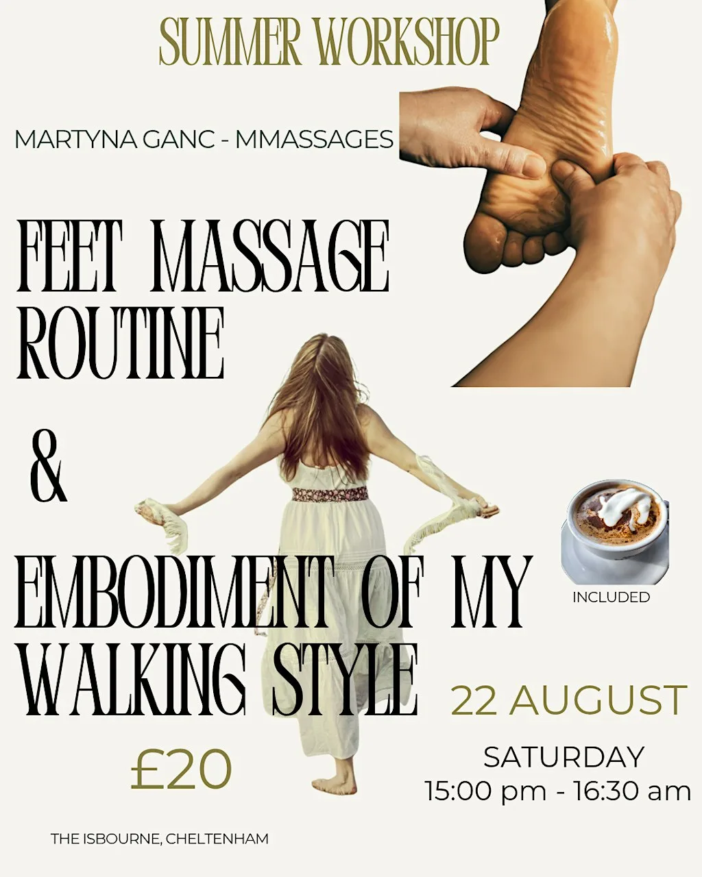 Summer Workshop: Feet Massage Routine & Embodiment of My Walking Style at The Isbourne - Holistic Wellbeing