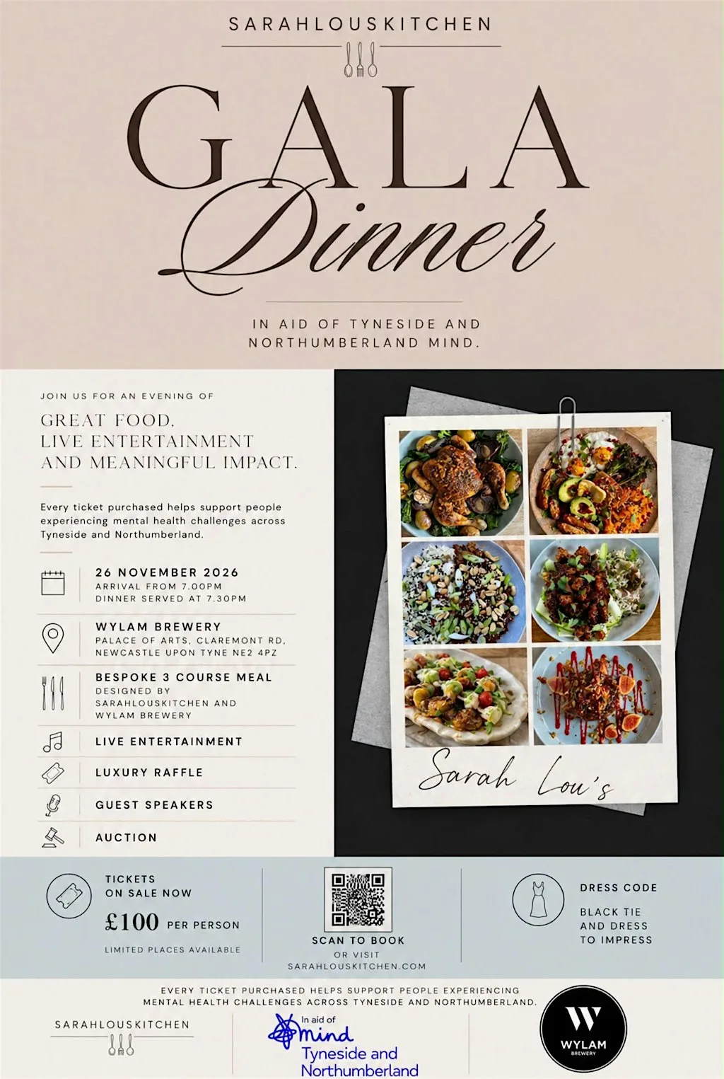 SARAHLOUSKITCHEN Charity Gala in aid of Tyneside and Northumberland Mind at Wylam Brewery