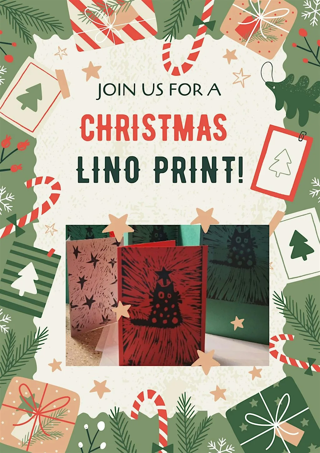 Christmas Card & Wrap Lino Printing