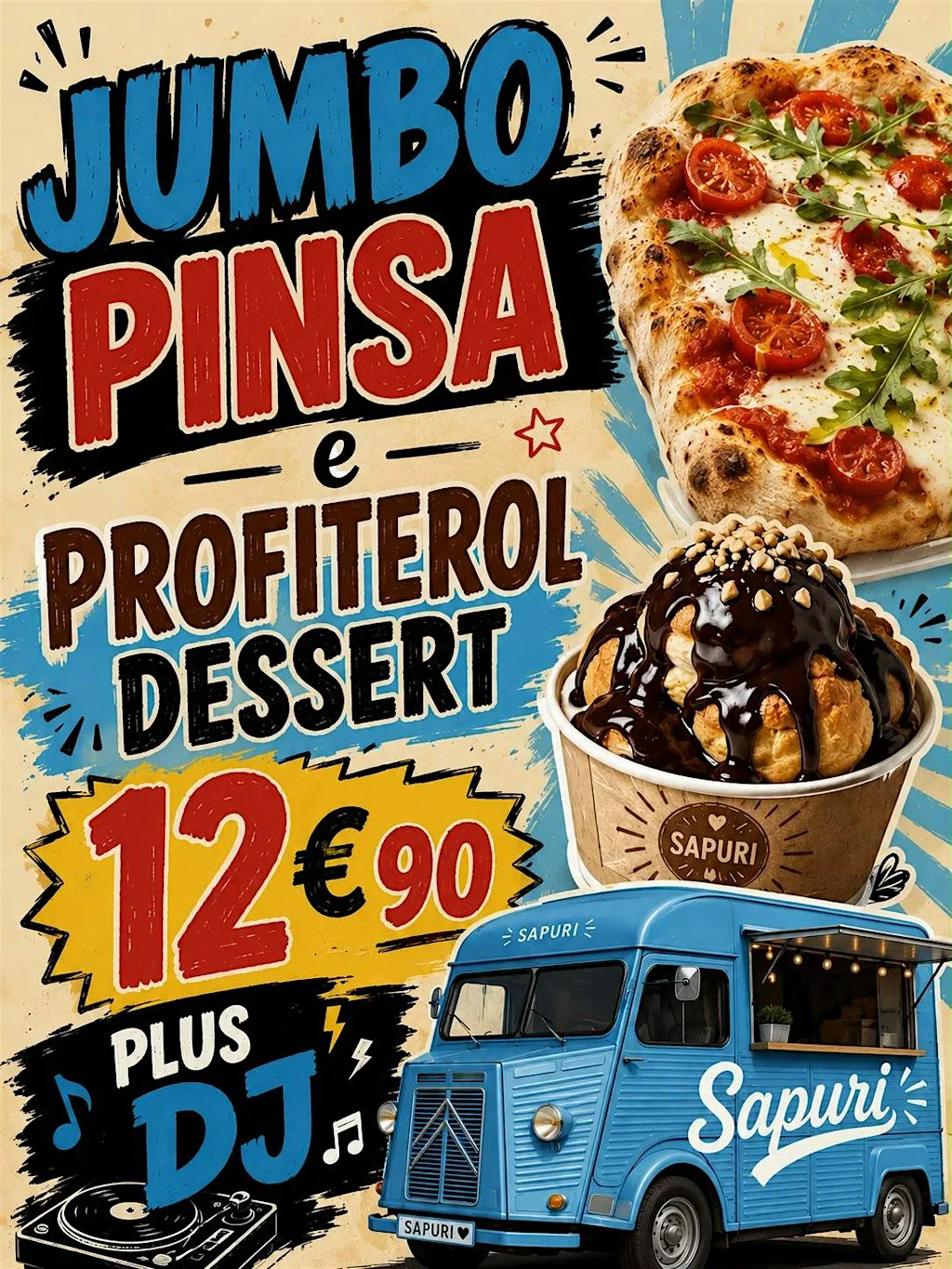 ITALIAN JUMBO PINSA DANCE! at Sapuri Italian food truck