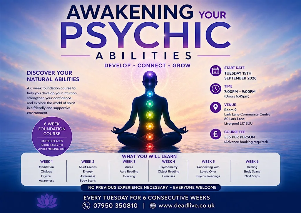 Psychic Development Course Liverpool September 2026 at Lark Lane Community Centre
