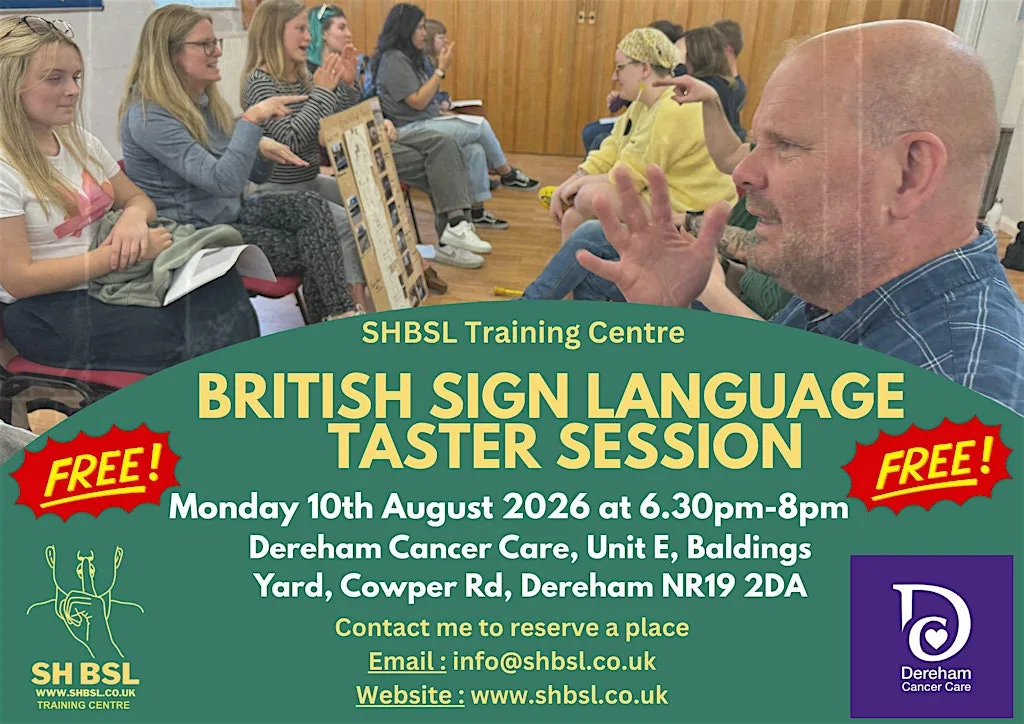 SHBSL British Sign Language Taster at Dereham Cancer Care