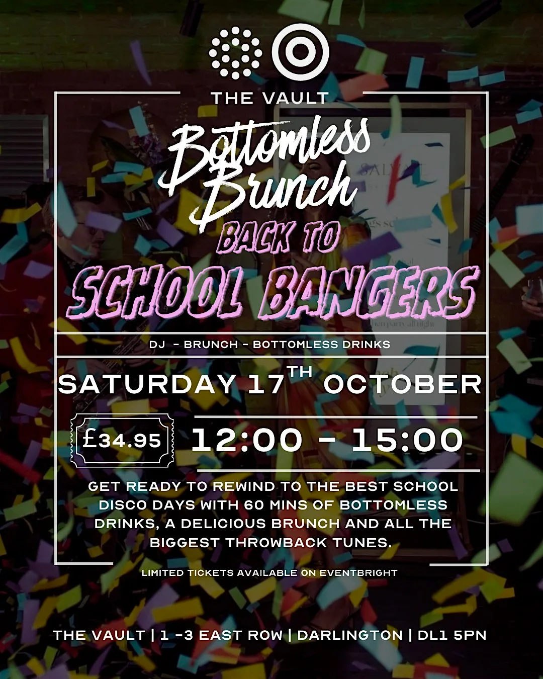 Back To School Bangers Bottomless Brunch at The Vault