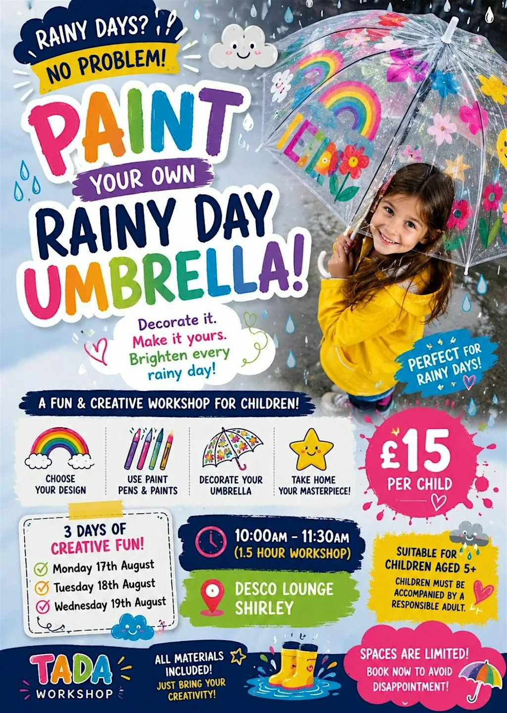 Day 1- Paint Your Own Rainy Day Umbrella! Workshop at Desco Lounge