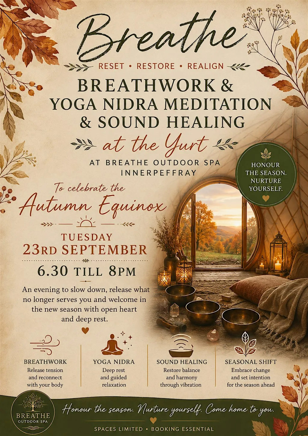 Autumn Equinox breathwork, Meditation and Sound healing at Breath Outdoor Spa