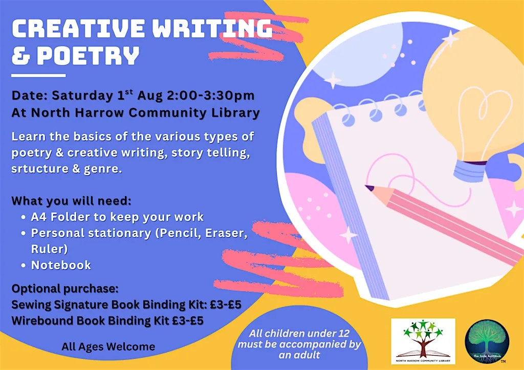 Creative Writing & Poetry Workshop Part 2 - FREE at North Harrow Community Library